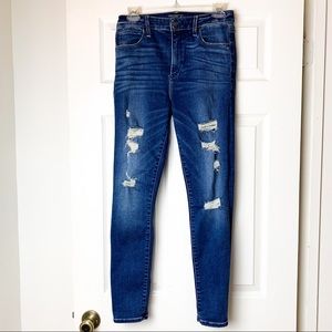 Abercrombie distressed skinny high waisted jeans 6
